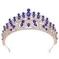 Dettaglio corona da sposa dorata con pietre preziose blu reale e cristalli lucenti - KC Oro Strass Chiaro e Blu