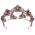 Baroque vintage purple floral crown with bronze alloy and champagne rhinestones for brides - Antique Copper Peach Rhinestone