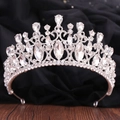 Baroque silver bridal crown with sparkling crystals and rhinestones for wedding occasions - Thick Silver White Rhinestone
