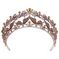 Vintage Brautkrone aus Kupfer mit bernsteinfarbenen Kristallen und Schmetterlingen - Antike Bronze + Weiß + Champagner Strass