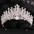 Elegante tiara da sposa in argento con cristalli brillanti per matrimoni e sfilate - Stile Argento Strass Bianco (H1403)