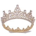 Lussuosa corona barocca dorata con cristalli trasparenti e strass per acconciatura sposa - Oro KC Strass Bianchi