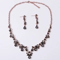 Set gioielli da sposa vintage con collana di cristallo grigio e orecchini in oro rosa - Bronzo Antico Strass Nero Trasparente (Perno Orecchino)