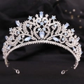 Détails de la couronne de mariée avec pierres bleues en goutte et strass brillants - Argent Strass Blanc Opale Bleue (H1215)