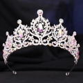 Détail de la couronne de mariée argentée avec strass en cristal AB et cadre en alliage - Argent Épais Strass AB