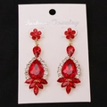 Elegant gold-plated drop earrings with red crystal teardrop and white diamond accents - Gold Red Earring Post Earrings