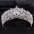 Luxurious European baroque bridal crown with crystals and butterfly motifs on silver base - Thick Silver White Rhinestone