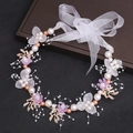 Elegante cerchietto da principessa con fiori di seta lilla e fiocco in organza bianca - Fascia Viola