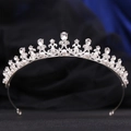 Elegant silver tiara with rhinestones and white pearls for girls and weddings - Thick Silver White Rhinestone