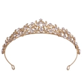 Elegante corona de novia dorada con motivos florales y brillantes cristales de strass - Dorado (Rhinestone Blanco)