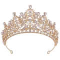 Dettaglio della corona da sposa con strass a goccia e taglio marquise su base dorata - Oro KC Strass Bianchi