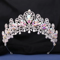 Dettaglio della corona nuziale di lusso con cristalli AB colorati su lega d'argento - Argento Spesso Strass Bianco + Strass AB