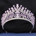 Elegante corona in lega d'argento con strass viola per spose e cerimonie nuziali - Base Argento Strass Viola