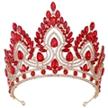 Detailansicht der goldenen Krone mit roten Tropfenkristallen und funkelnden Steinen - KC Gold Weißer Diamant + Großer Roter Diamant
