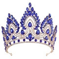Barocke Königskrone mit blauen Kristallen und klaren Strasssteinen auf Goldlegierung - KC Gold Weiß & Saphirblau Strass