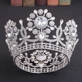 Lujosa corona de novia plateada con cristales y pedrería para bodas y desfiles - Base Plateada Strass Blanco