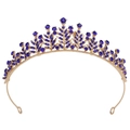 Elegantes goldenes Braut-Diadem mit blauen Kristallen und Zweigdesign auf weißem Grund - KC Gold Weiß & Saphirblau Strass
