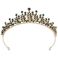 Eleganter Brautkrone aus Goldlegierung mit tiefgrünen Strasssteinen für Hochzeiten - KC Gold Weiß Mit Olivgrün Strass