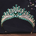 Couronne de mariée baroque avec cristaux vert émeraude et strass en or vintage - Or AB Cristal Vert