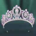 Elegante Barock-Brautkrone mit lila Edelsteinen und Silberkristallen für Hochzeiten - Dickes Silber Weißer und Hellvioletter Strass