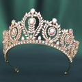 Baroque gold bridal crown with sparkling crystals and AB gemstones on deep velvet - KC Gold White Diamond + AB Diamond