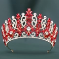 Barocke goldene Tiara mit eleganten roten Marquise-Kristallen und funkelnden Strasssteinen - Goldbasis mit dunkelroten Strasssteinen
