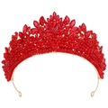 Macro di corona da sposa in lega dorata con perle sfaccettate rosse e cristalli di lusso - Base Oro KC Strass Rosso Grande