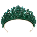 Corona di lusso in cristallo verde smeraldo e metallo dorato per spose ed eventi gala - Base Oro KC Strass Verde