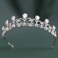 Tiara nuziale barocca in argento con zircone a pera e intricati motivi a filigrana - Bianco K Zircone Bianco