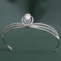 Elegante corona da sposa in argento con zircone AAA a goccia e strass brillanti - Bianco K Zircone Bianco / Argento