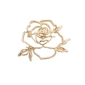 Elegant gold hollowed rose brooch with minimalist metal wire design for women - Gold