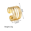 Detail view of a multi-layer gold open ring with hammer-textured bands and size dimensions - Five-layer Thin Ring Hammered Style (YCR745-A) / Gold