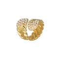 Goldener gewebter Ring mit eleganten Mikro-Perlen-Akzenten für Damen - Gold Künstliche Perle Stil (S-R844-02-zz)