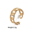 Golden vintage chain style open ring with polished industrial link design for women - Vintage Matte Chain Style(r743-b)