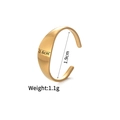 Verstellbarer 14K vergoldeter Edelstahlring in breitem Design mit Maßen und Gewichtsinfos - Glänzendes Breites Schlichtes Band (r739-a)