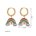 Detailed dimensions of gold rainbow and cloud drop earrings showing 2.8cm height and 5g weight - Rainbow Cloud Style (S-E1089)