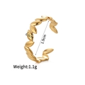 Adjustable golden leaf titanium steel open ring with 1.9cm diameter and creative design - Continuous Leaf Olive Style(r740-c)
