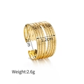 Adjustable multilayer gold stainless steel open ring with hammered texture 2cm height - Multi-layer Hammered Open Style (YCR745-B) / Gold