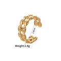 Irregular French retro bubble style open ring in 14K gold plated stainless steel finish - Beaded Bubble Texture Style(r740-e)