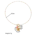 Ocean style necklace with gold chain, colorful beads, pink starfish and shell pendants - Flower Pendant
