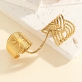 Vintage gold stainless steel star chain ring set with multi-layer hollowed design - Star Embossed and Multi-Layer Hollow Style (S-R874-E)