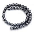 Faceted 64-cut hematite stone beads in metallic grey for DIY jewelry making accessories - 2mm / Natural