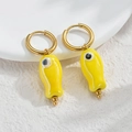 Boucles d'oreilles créoles en acier inoxydable avec pendentifs poissons jaunes - Style Poisson Jaune (S-E1118-huang)