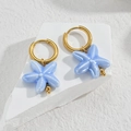 Boucles d'oreilles étoile de mer bleu clair avec anneau doré style marin été - Style Étoile de Mer Bleu Clair (S-E1119-qianlan)