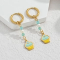 Créoles dorées avec perles vert mer et un pendentif cupcake mignon pour l'été - Style Cupcake Vert Jaune (S-E1131-lvhuang)