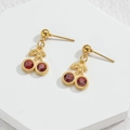Boucles d'oreilles cerises dorées avec strass rouges et détails de feuilles ciselées - Boucles d'Oreilles Cerise Strass (S-E1132-xz-ez)