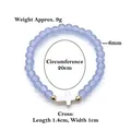 Light blue glass beaded bracelet with white cross charm and metallic spacer beads - Blue (BNS-0609-8 [Eco-friendly])
