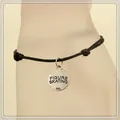 Verstellbares schwarzes Wachskordelarmband mit Eiskunstlauf-Anhänger und 925er Gravur - Eiskunstlauf Stil (BN-0032)