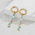 Tropical sea style drop earrings with gold hoops and light green coral charms - Green Coral / Gold