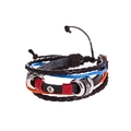 Pulsera de cuero trenzado a mano multicapa con cordones coloridos y detalles de metal - Estilo Trenzado Multicapa (BB-0004)
